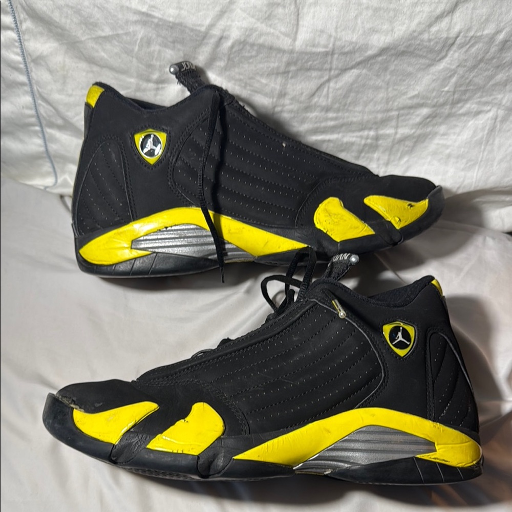 Air Jordan Retro 14 - Black & Yellow High-Top Sneakers - Size 10.5